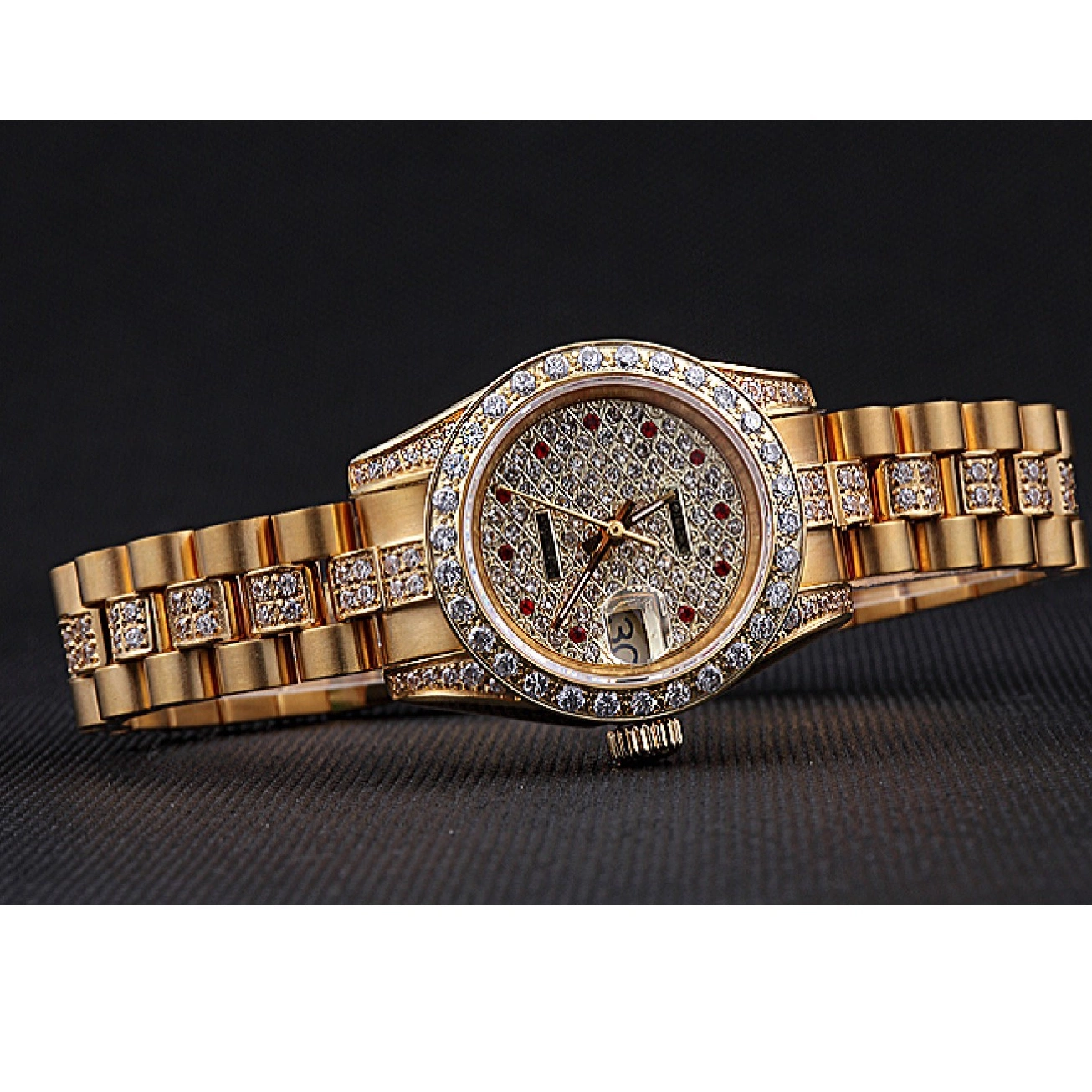 Aaa replica watch Swiss Gold 622023 Dial Diamond Rolex DateJust 0814
